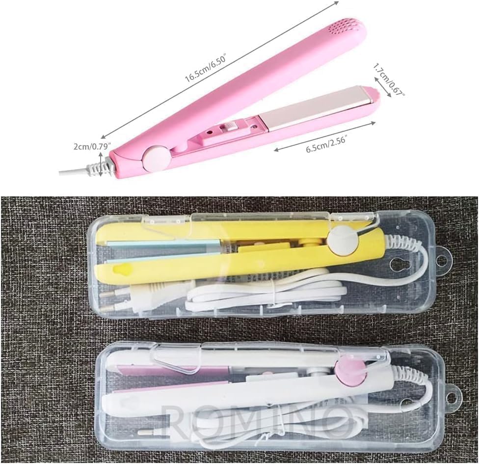 Image of ROMINO Mini Hair Straightener For Teens Women With Ceramic Coated Plates Hair Straightening Iron Machine Hair Pressing Machine Saree Pleats Straightener Travel Friendly With Lock (Multicolored)