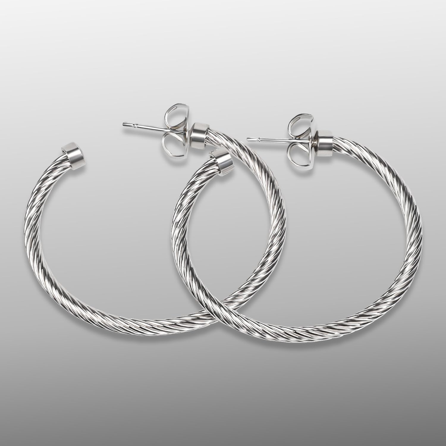 Designer Twisted Cable Wire Half Hoop Earrings 18K Gold Plated Two Toned Earrings Hoops for Women Gift - Image 6