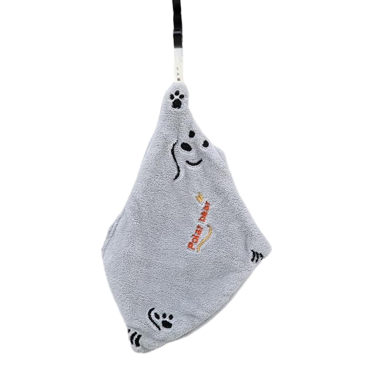 DAmeco Ultra-Soft Coral Fleece Hand Towel | Durable for Kitchen and Bathroom | High Absorbency with Hanging Loop | Cute Polar Bear Design | White Hand Towels | Cute Hand Towels for Bathroom (Gray)