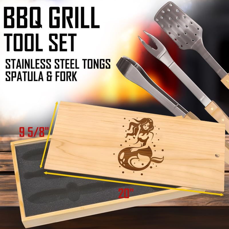 Set de herramientas para parrilla con grabado marinera miniatura 3