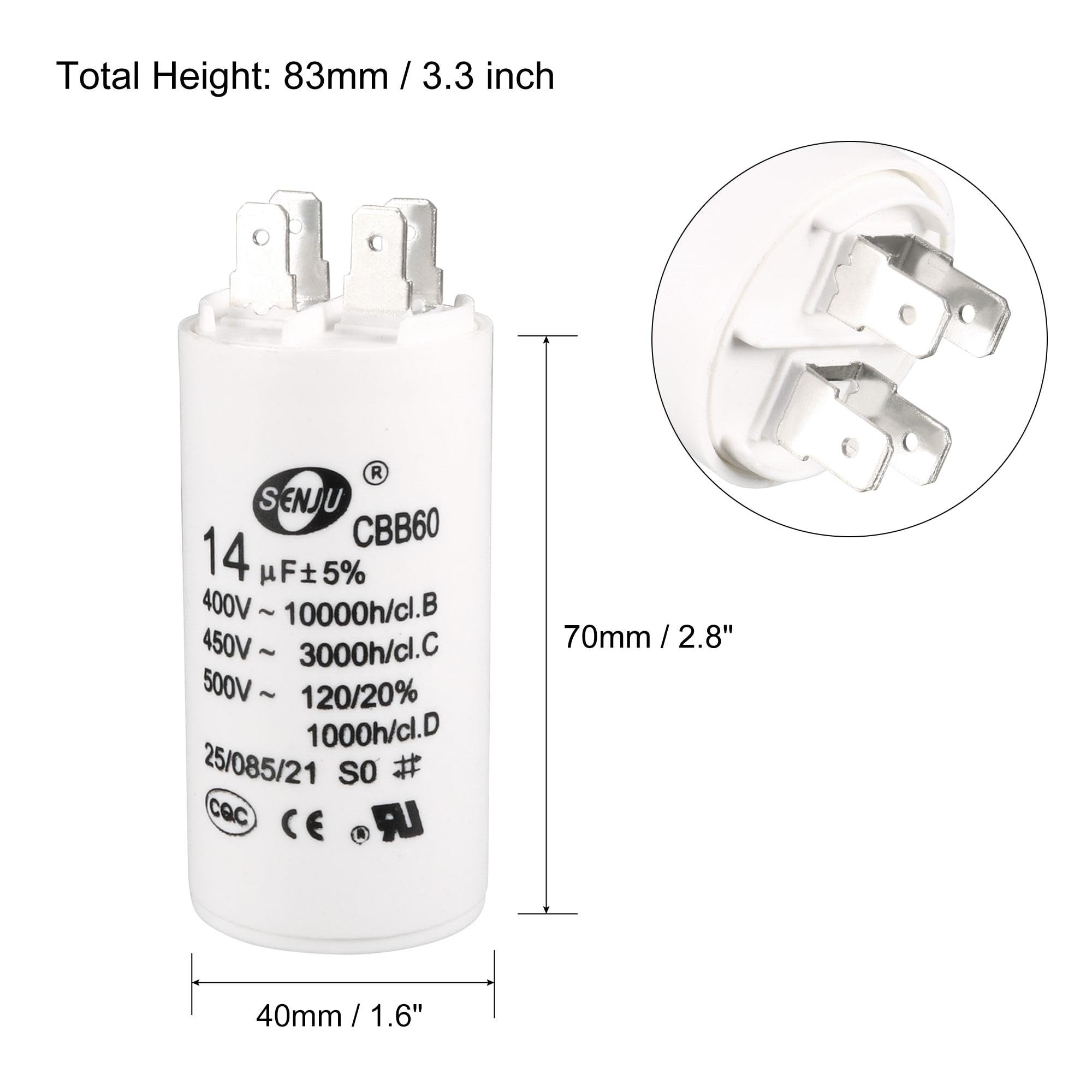 その他 fuufuu uxcell CBB60 Run Capacitor 14uF 450V AC Double Insert 50