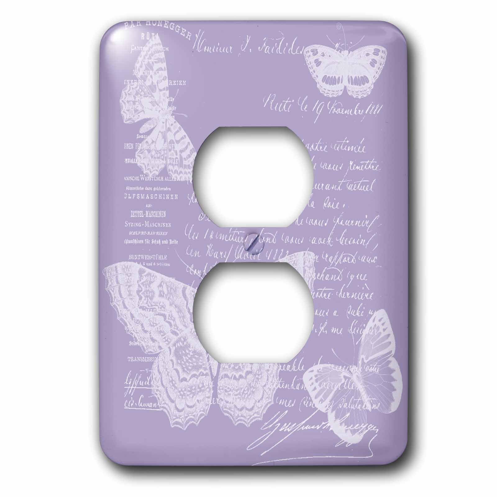 Tapa para 2 enchufes de mariposas francesas lila decorativa para pared