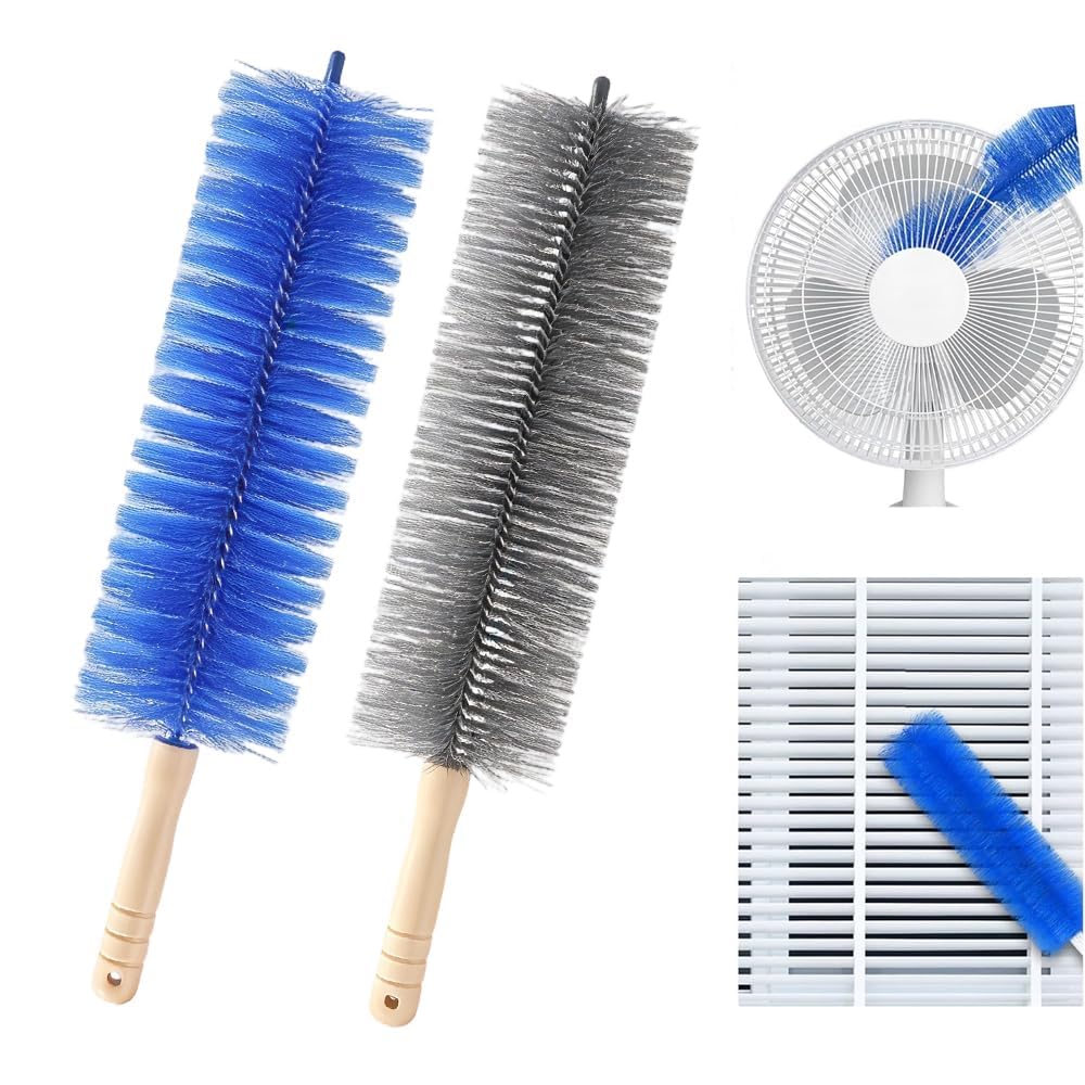Cepillo de limpieza de ventilador, plumero flexible de microfibra para rejillas de ventilación de techo y persianas, limpiador lavable para el hogar y el coche, 9 pulgadas de longitud, herramienta