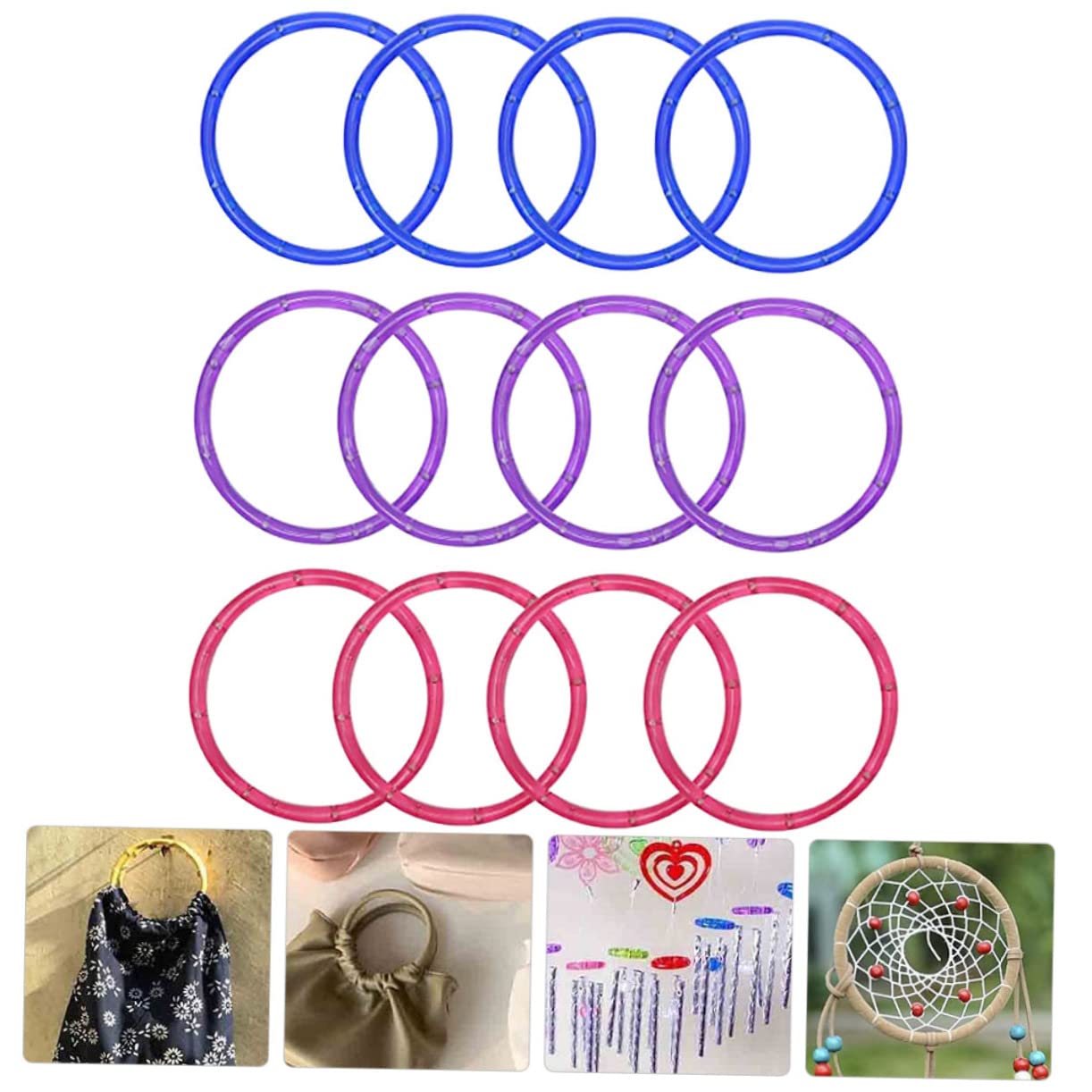 BCOATH 12pcs Acrylic Wind Chime Ring DIY Wind Chime Kit Floral Hoops Dream Catcher Ring
