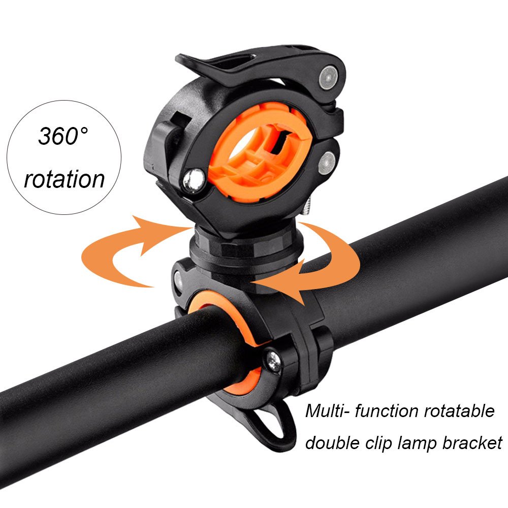 Supporto Regolabile Per Torcia Bici – Fissaggio Manubrio Rotabile – Morsetto Nero 2.56" – Materiale TPR