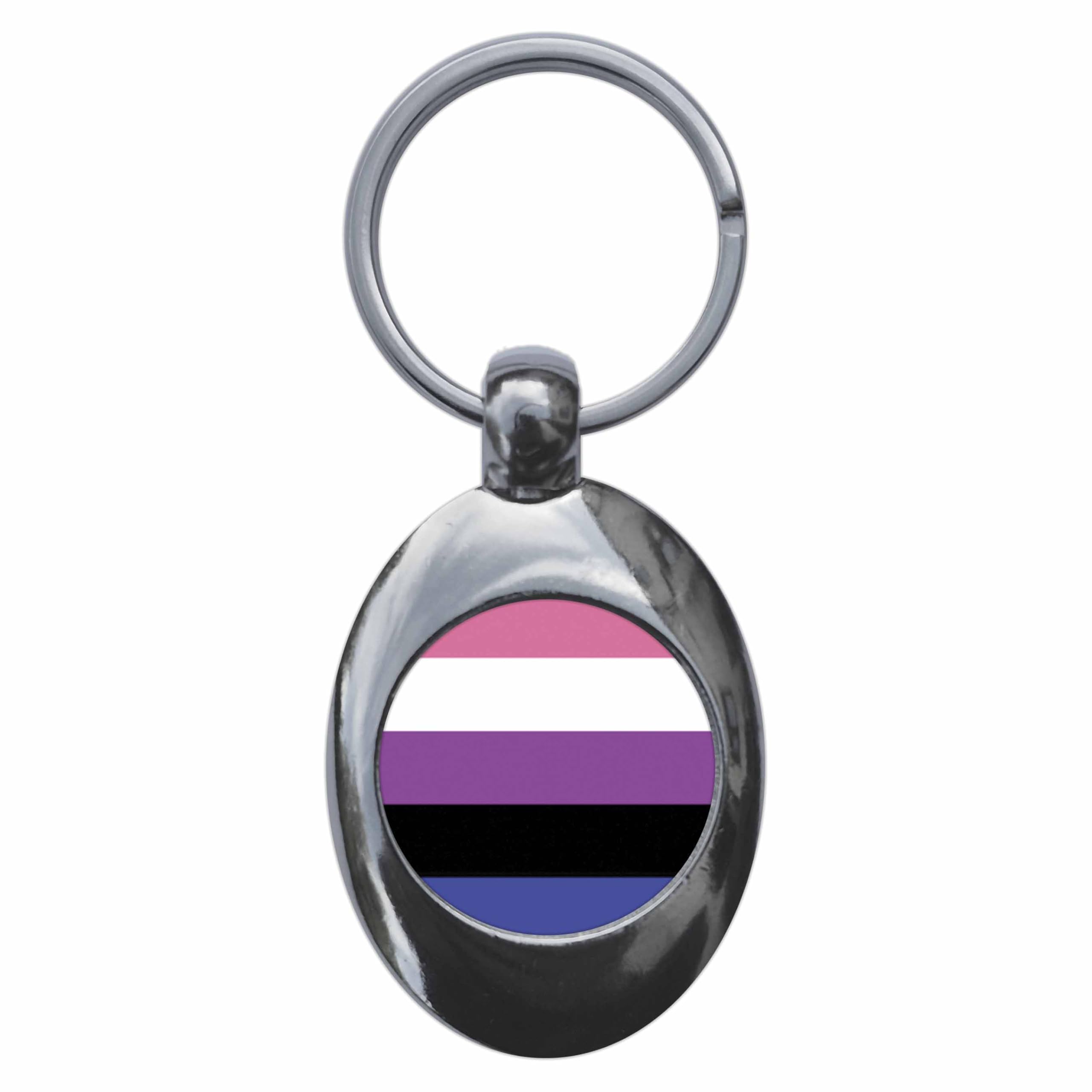 Ozorath GENDERFLUID LGBT PRIDE FLAG TROLLEY COIN KEYRING KEYCHAIN KEY RING CHAIN