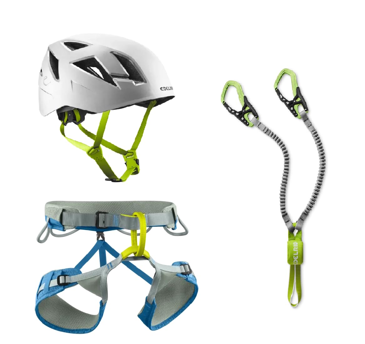 Generisch Edelrid Klettersteig-Komplettset, Cable Kit, Gurt Jay Inkblue, Kletterhelm Zodiac Snow, 3-teilig