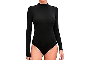 Women's Black Long Sleeve Mock Neck Bodysuit