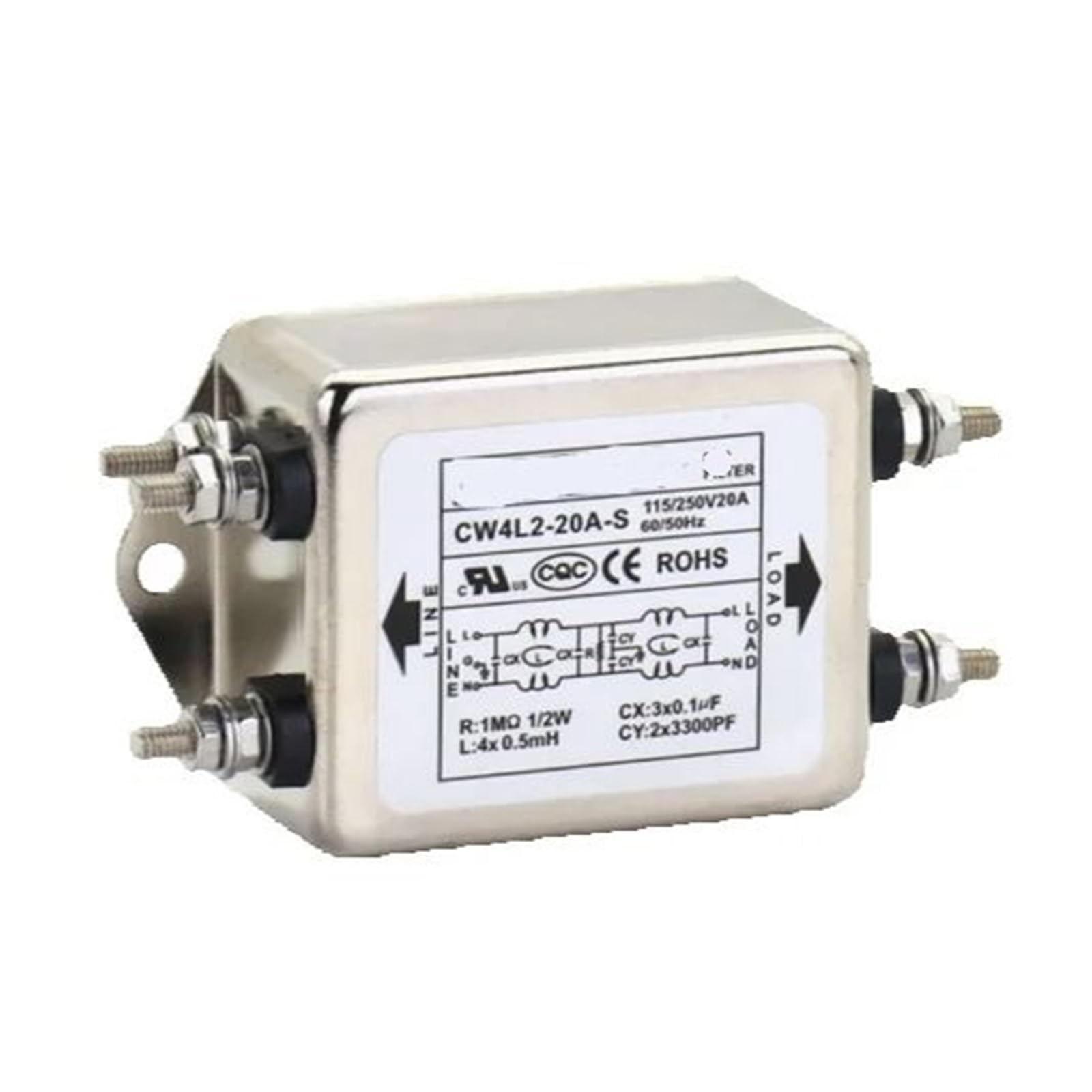 MBPAIHOP CW4L2-20A-S Power Filter Single Phase CW4L2-10A-S CW4L2-6A-S AC 115V / 250V 20A 50/60Hz(CW4L2-10A-S)