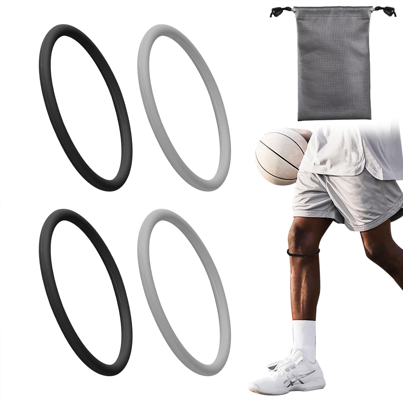 4 Pezzi Cinghia di Supporto per Tendine Rotuleo in Silicone Fascia Ginocchio a 360° Ginocchiera Flessibile Patellare per Stabilizzazione Durante Corsa Basket e Sport Uomo e Donna