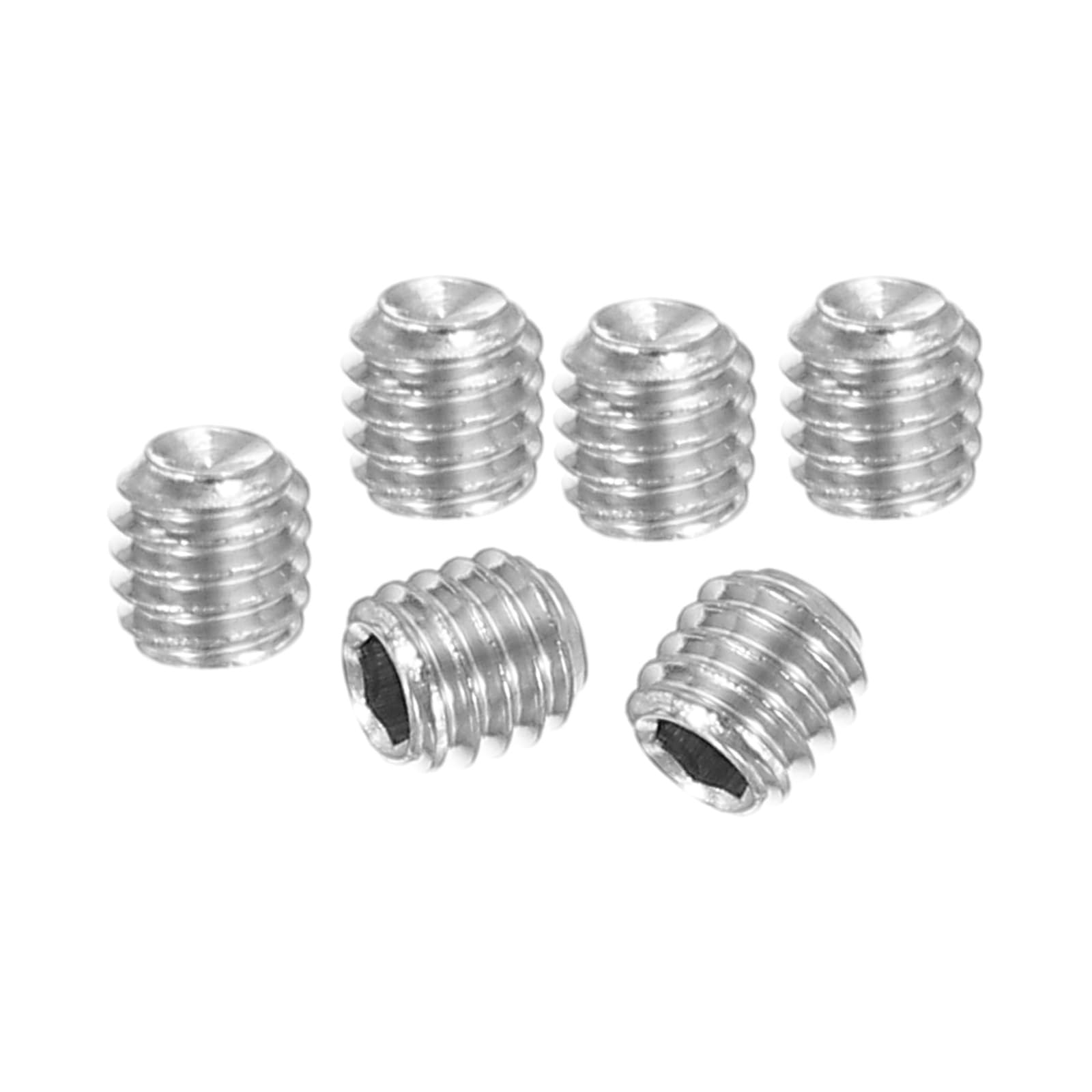 PATIKIL 100 Pcs Hex Socket Grub Screw, M4x4mm Flat Point Grub Bolt 304 Stainless Steel Head Socket Set Screws for Door Handles Light Fixture Repair