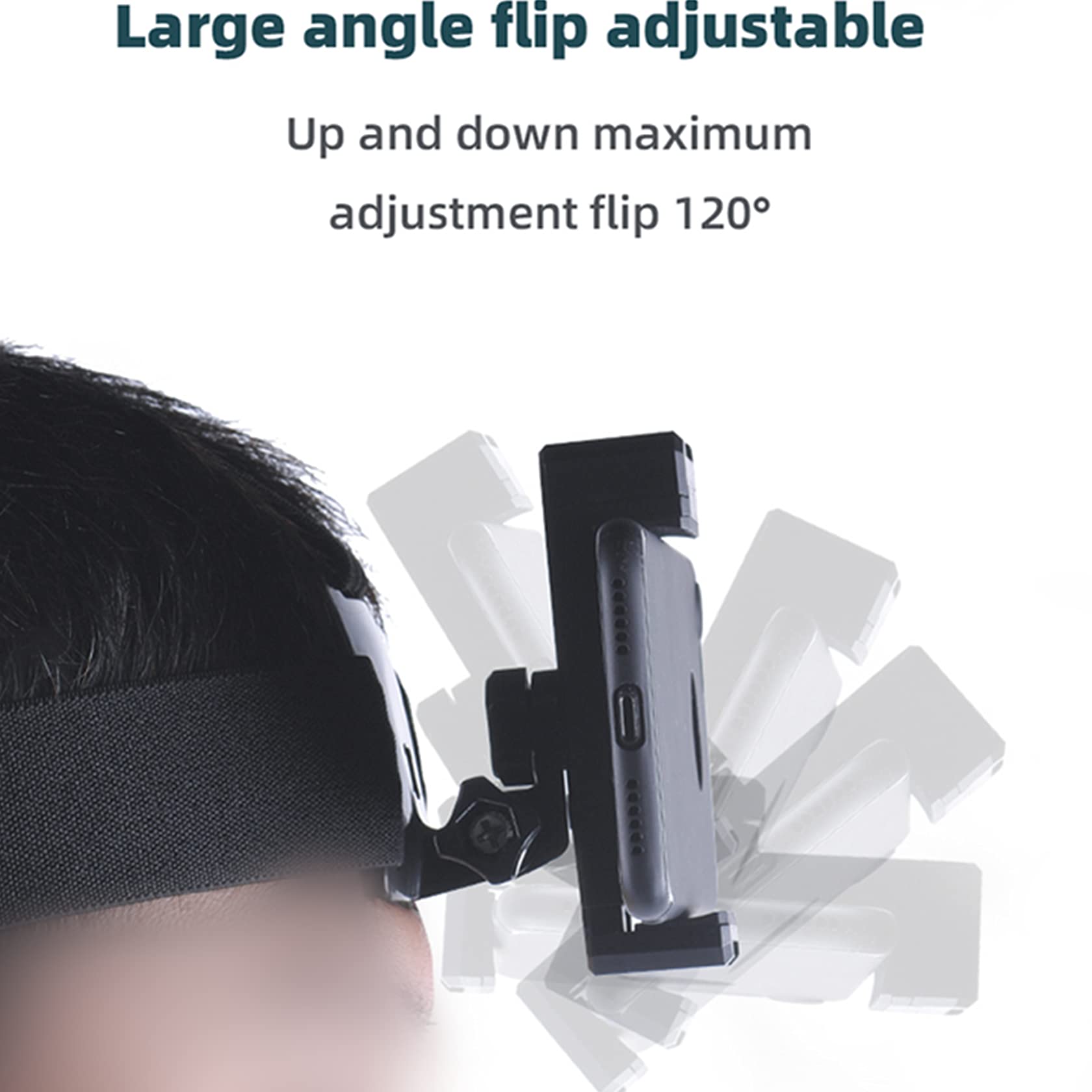 Universal ABS+ Elastic Nylon Belt Head Mount Phone Holder Head Strap Mount Headband Holder with Mobile Phone Clip Bracket for 7~10cm Wide Mobile Phone or Sports Camera — Amazon image 5