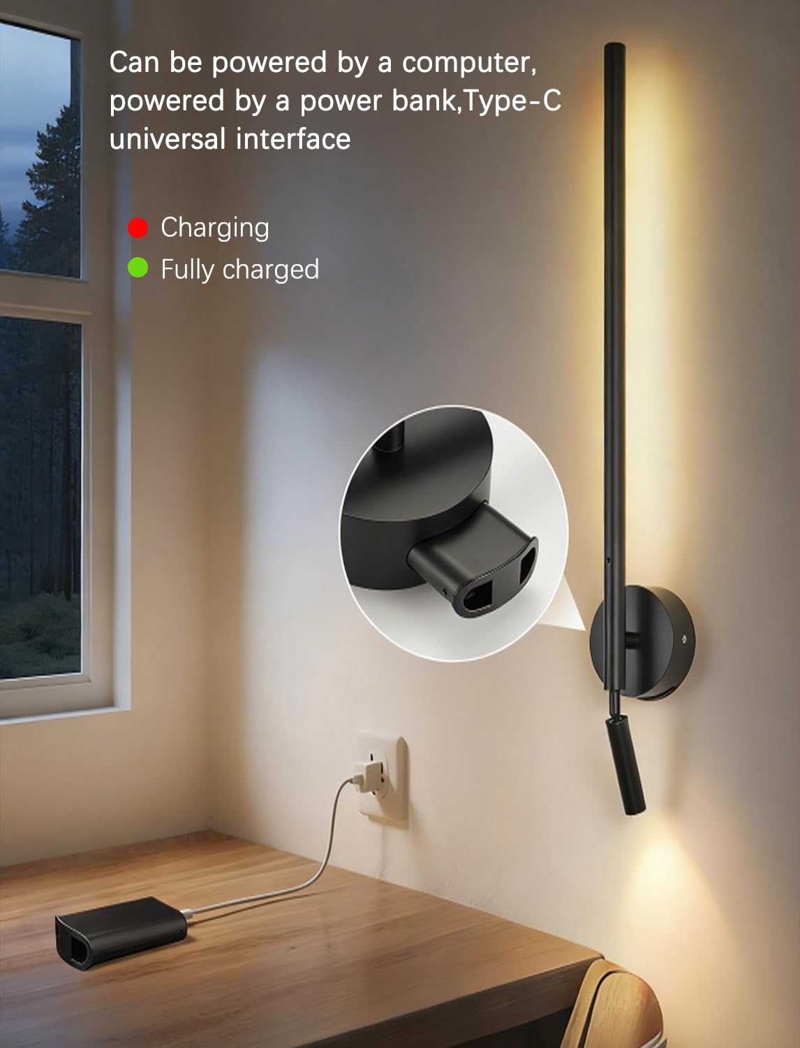 Wandleuchte Ohne Stromanschluss Dimmbar RGB Farbwechsel Akku Wandlampe mit Touch Control & Fernbedienung Kabellos Leselampe, 6000mAh Abnehmbare Batterie, USB Aufladbare, für Schlafzimmer Wohnzimmer
