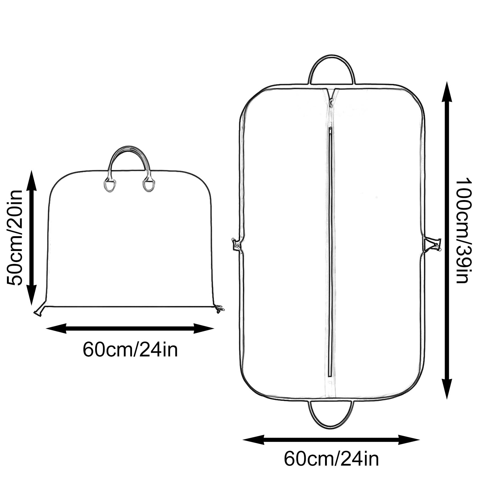 Funda para Ropa de 99 cm (39 Pulgadas) para Guardar en el Armario y para Viajar, Bolsa Colgante con Asas de Transporte, Funda Protectora para Abrigos, Chaquetas y Camisas (Negra).