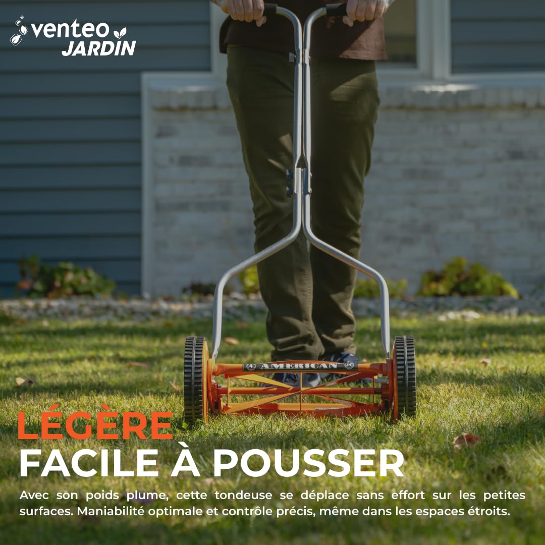 Tondeuse Manuelle Hélicoïdale Gazon 4 Lames 35 cm Hauteur Réglable VENTEO