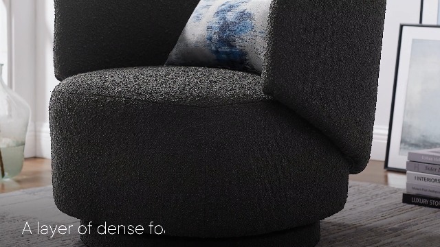Sillón moderno curvo de vinilo color tan miniatura 7