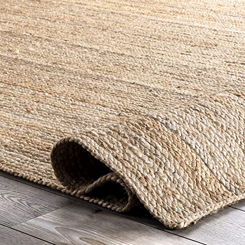 Image of Handmade Natural Jute Cotton Natural Fibers Floor /Door Mat Rugs Furnish Decor Striped Rectangular Design Carpet for Bedroom Living Room (JUTE003, 4x6-Rug /Carpet)