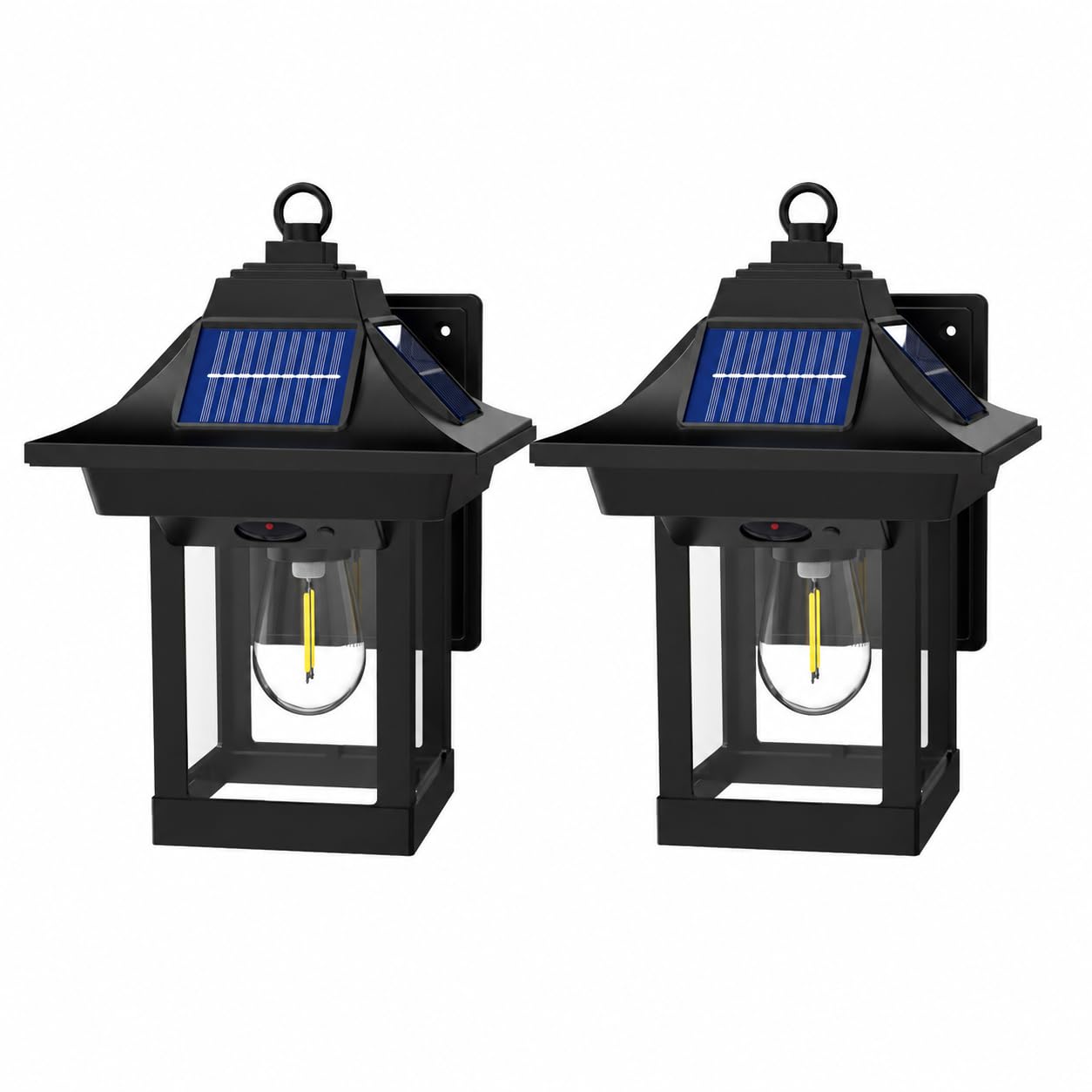 Solar Wall Lights Lanterns Outdoor, Solar Security Lights Garden Motion Sensor with 3 Modes, IP65 Waterproof Security Lights Outdoor Motion Sensor Solar Powered for Yard, Patio, Fence,Garden, Set of 2