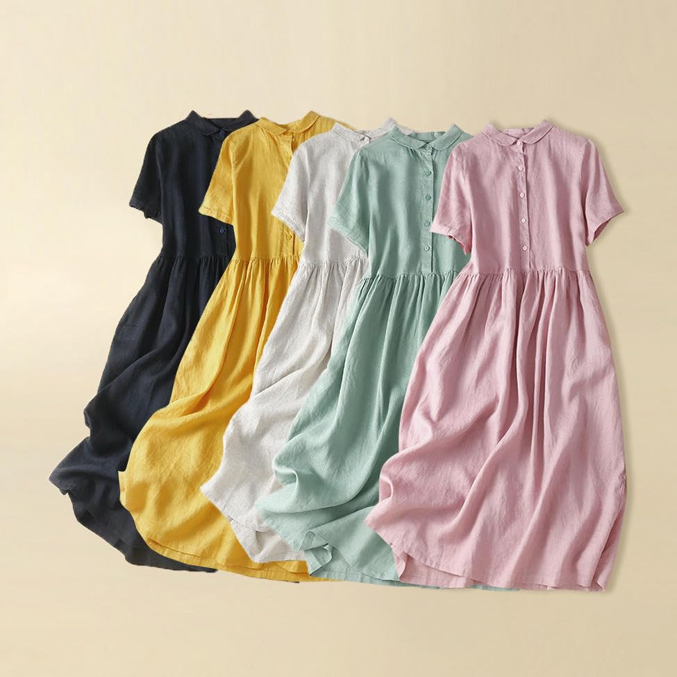 Robe d'été rétro en coton pour vos moments de détente à la maison - 2