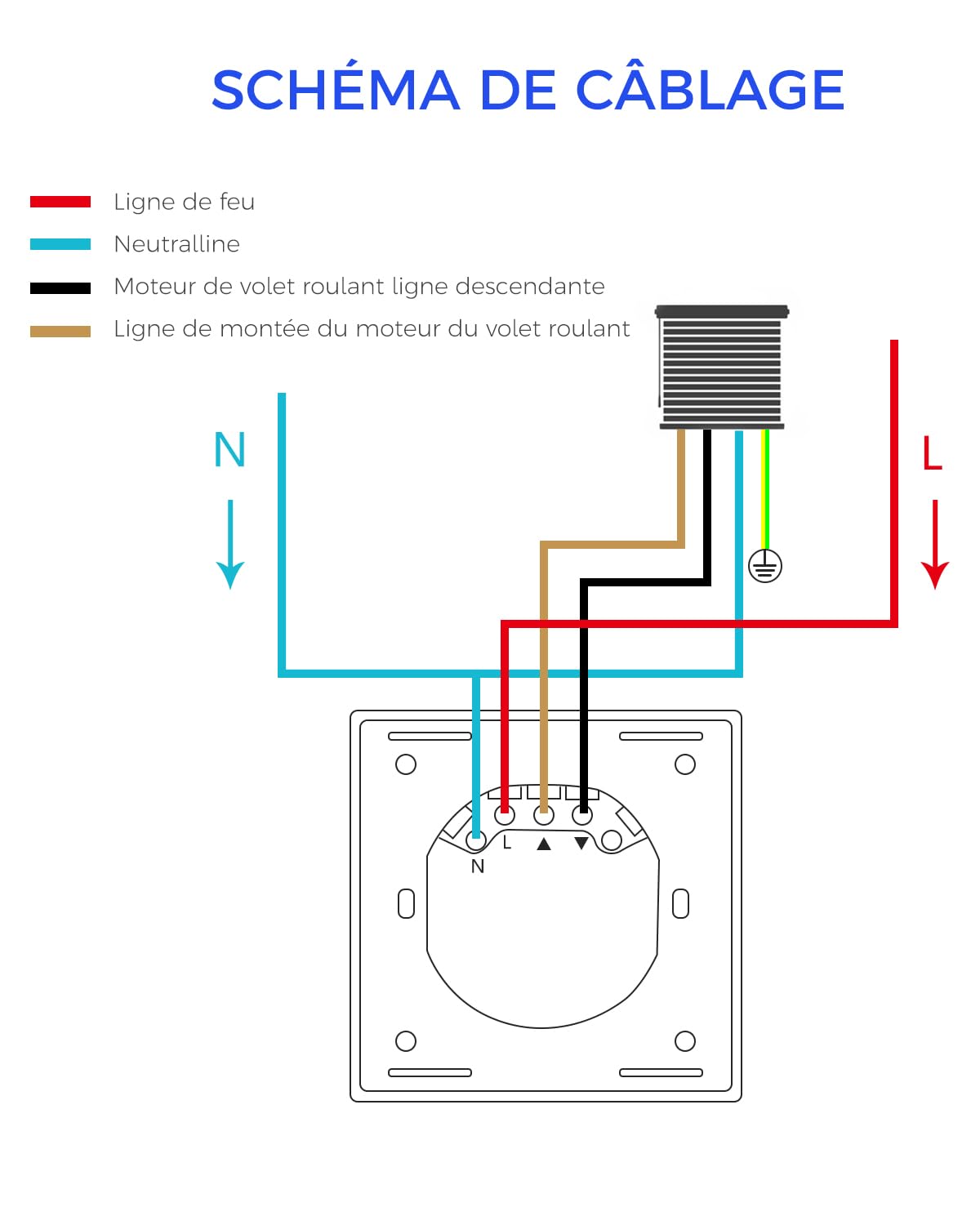 Interruptor Persiana Electrica,86 * 86mm Interruptor WIFI Persianas (Necesita Cable Neutro) Control de APP y Voz, Compatible con Alexa y Google Home 4 Pieza
