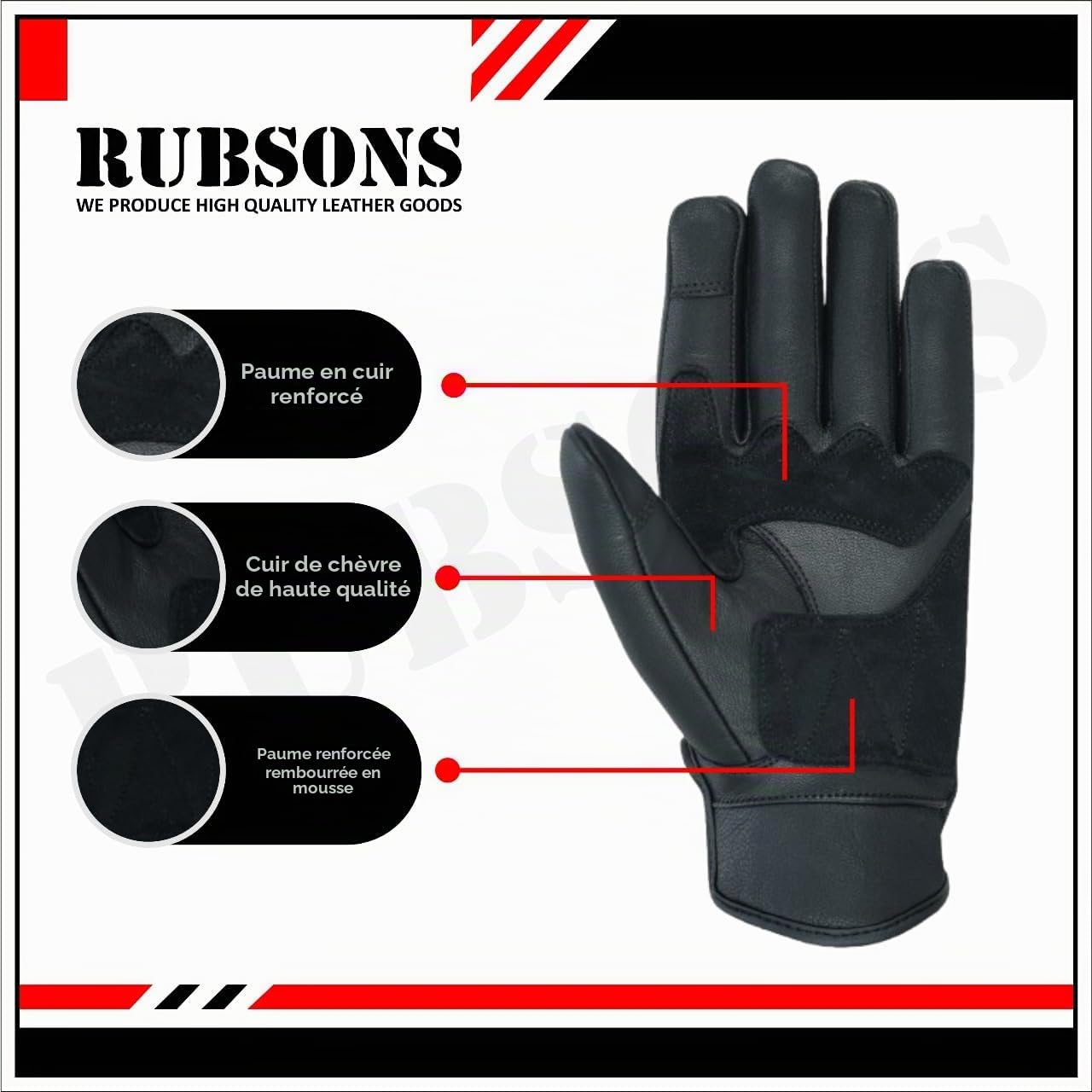 Men's Touch Screen Leather Motorcycle Biker Gloves