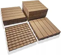 Deck Modular Plástico, Textura Madeira, 30x30cm, Kit 5 Unidades, 1,5cm de Altura (Bege)