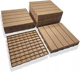 Deck Modular Plástico, Textura Madeira, 30x30cm, Kit 5 Unidades, 1,5cm de Altura (Bege)