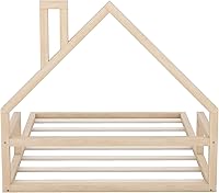 Vista 7 de Harper & Bright Designs Cama de plataforma de tamaño matrimonial con valla corta, marco de cama con conexión a tierra para espacios pequeños