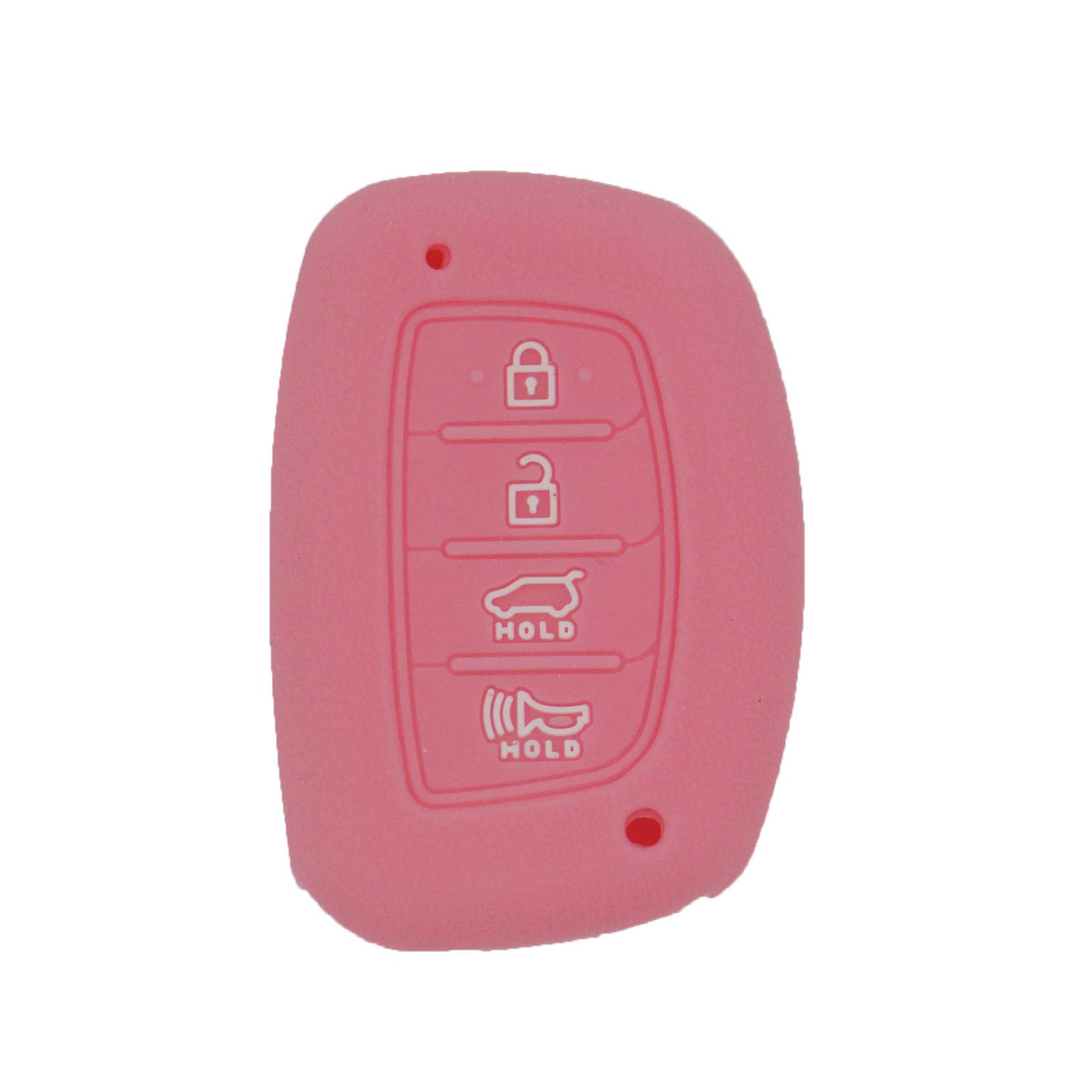 WEIBISS 2 Pack 4 Buttons Soft Silicone Rubber Remote Keyless Protector Case Key Fob Cover Protector Holder Jacket for Hyundai 2018 2017 2016 Tucson Elantra Sonata, Red Pink
