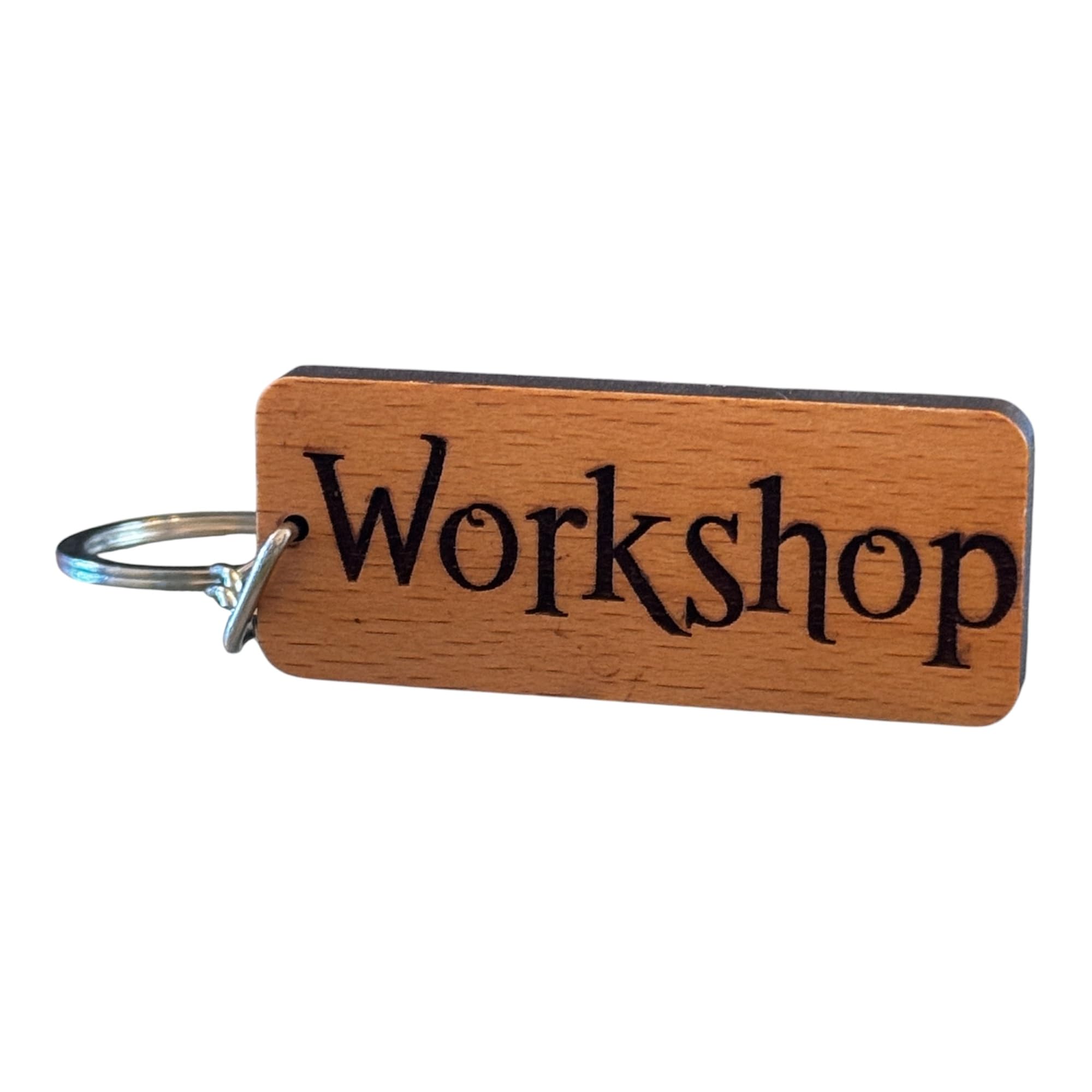 S M Gift Shop WORKSHOP Engraved Wooden Keyring Keychain Key Ring Tag
