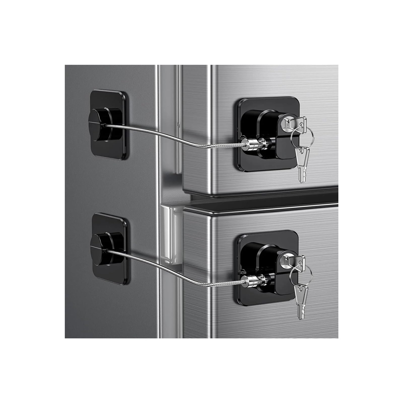 Trohollis Black Fridge Lock,Fridge Locks 2 Pcs Refrigerator Door Lock, Proof Fridge For Kitchen Freezer, Cabinets And Drawers, Air Oven Fryer,Windows(Black)