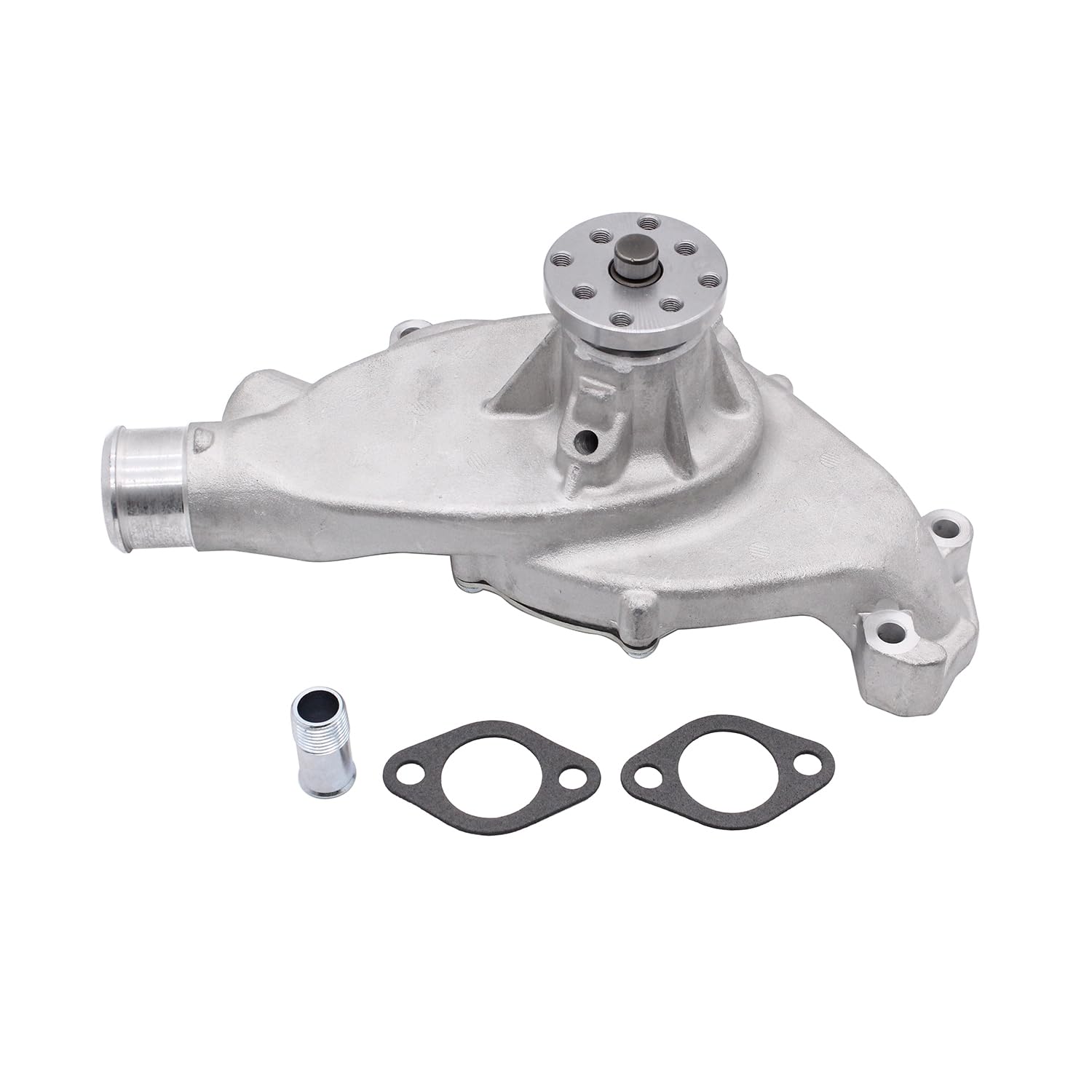 Photo 1 of 1 Set High Volume Aluminum Short Water Pump Satin Straight Impeller Compatible with Chevy BBC 454