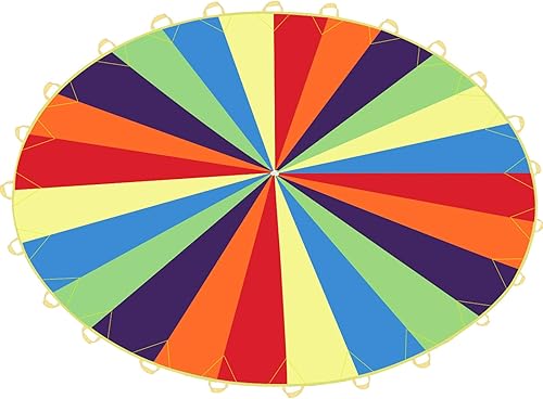 Miniatura 8 de Sonyabecca Parachute for Kids 6 Feet 20 Feet with 9 Handles 24 Handles Tent Game Toy for Kids