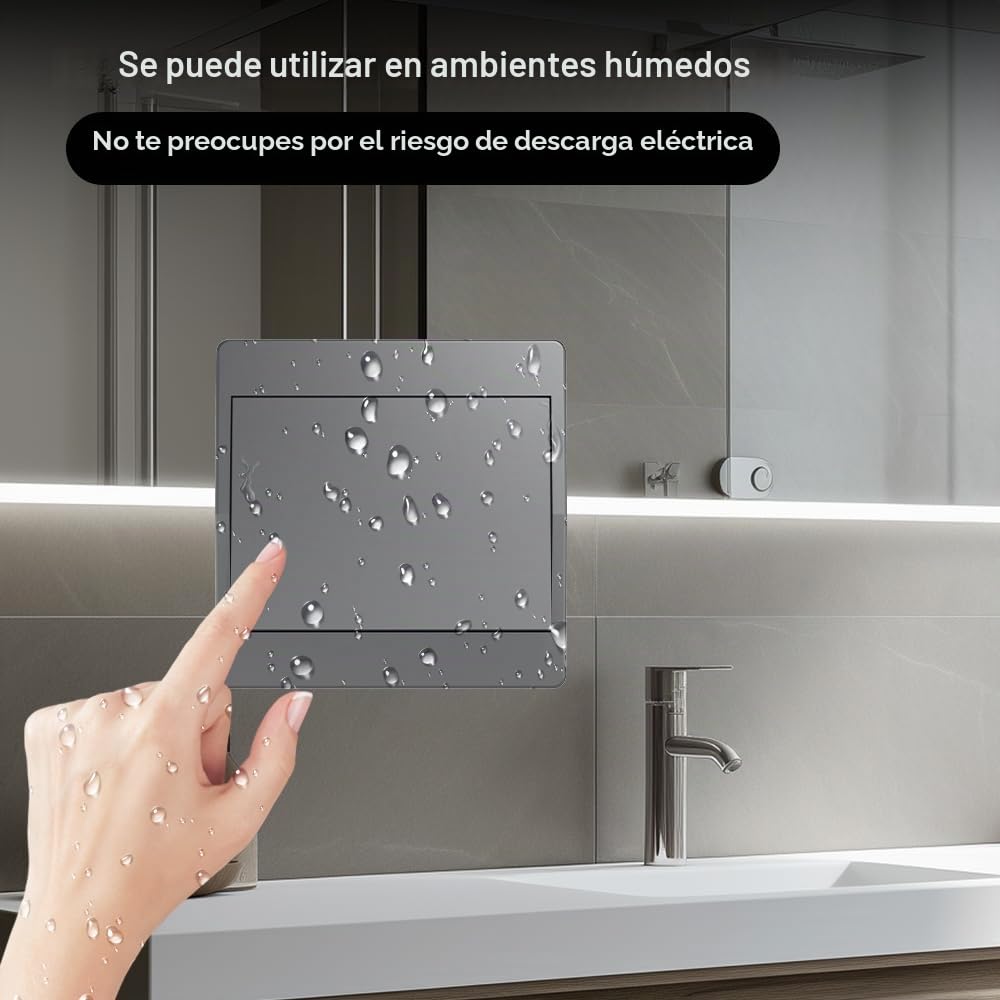 gris Kit de interruptor cinético inalámbrico autoalimentado interruptores de luz teledirigidos RF interruptor cinético inalámbrico sin pila interruptores de radio inalámbricos (Gris 1Gang 1V1