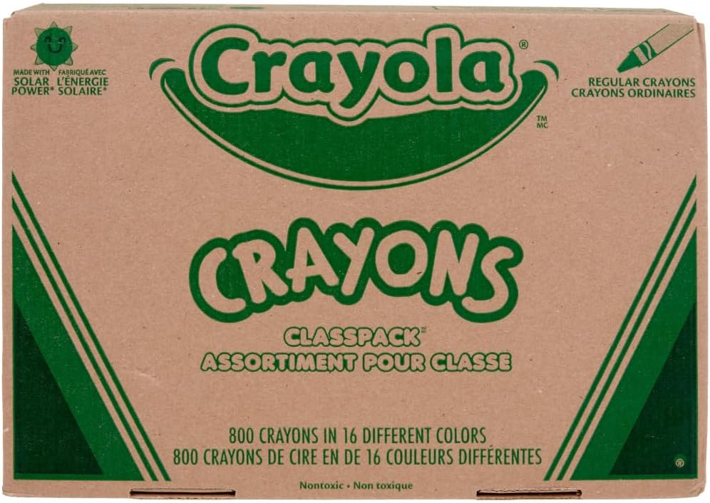 Crayola Bulk Crayon Classpack - 800ct (16 Colors), Bulk Teacher Supplies & Classroom Essentials for School, Arts & Crafts Crayons for Kids, Ages 3, 4, 5