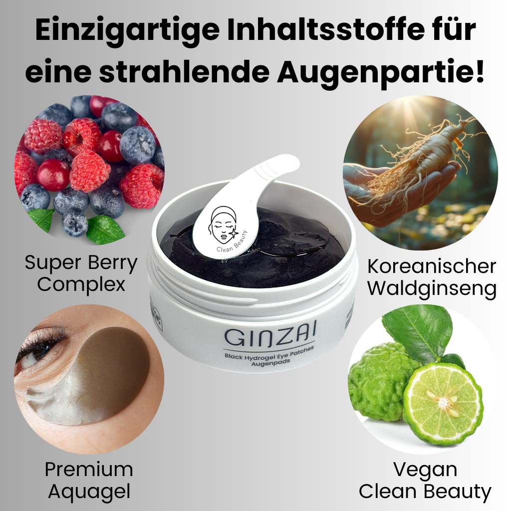 Premium Augenpads - 60 Stück - Koreanische Hautpflege gegen Augenringe, Tränensäcke, Falten und Schwellungen, Vegan