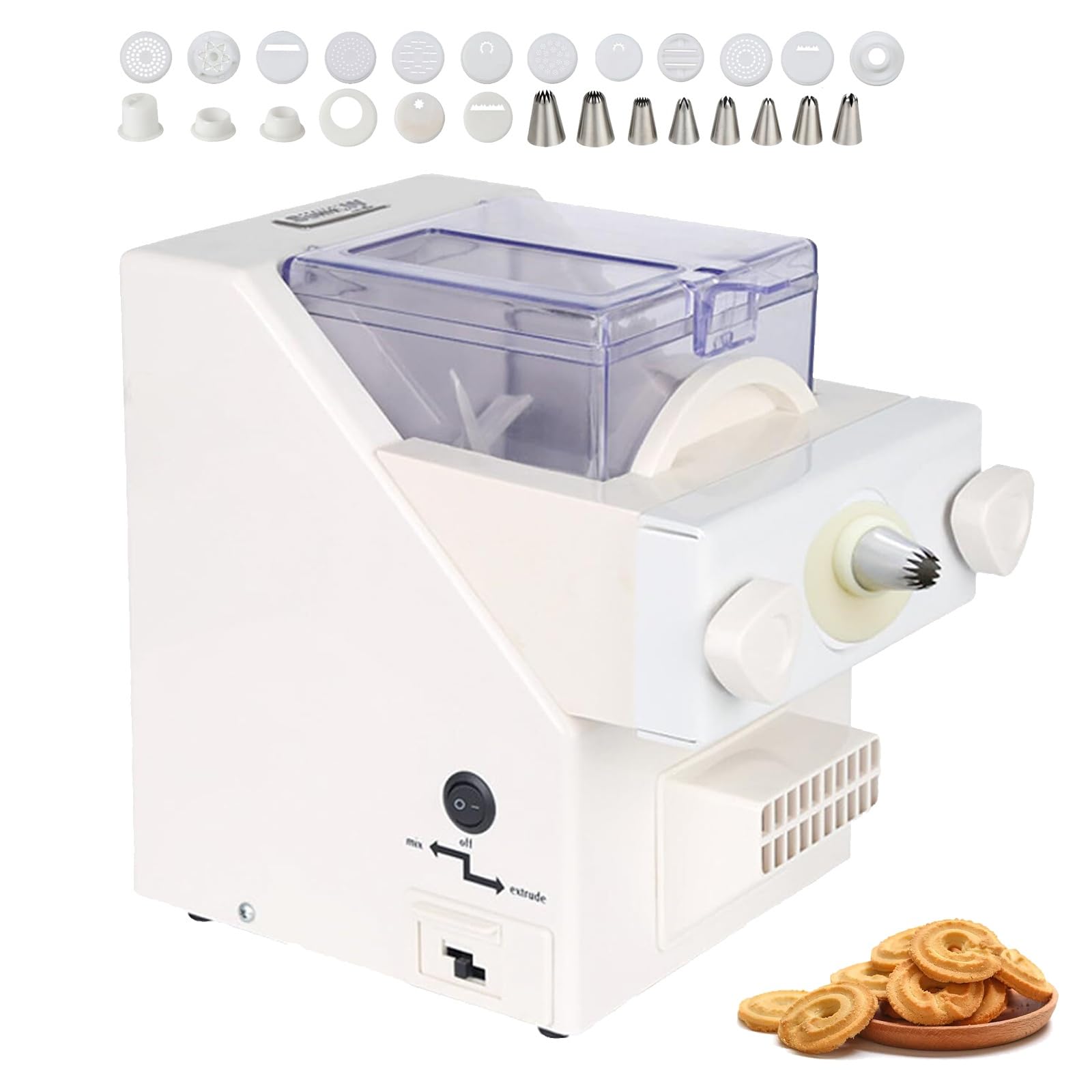 Pressa elettrica per biscotti, 180 W, con 8 ugelli e stampi, 50-60 giri/min, per biscotti e dessert fatti in casa, ideale per gli appassionati di cottura