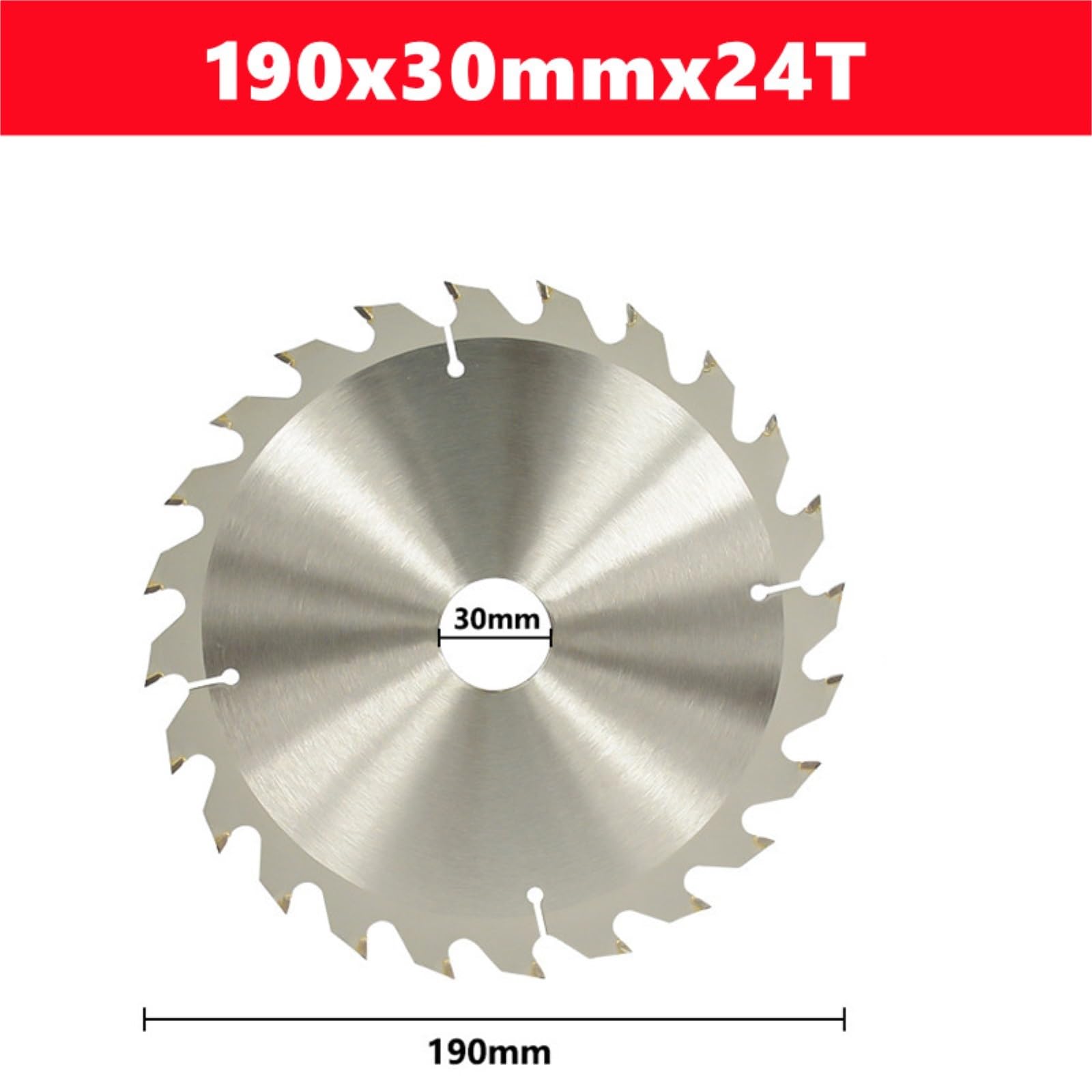 Brzeszczot do cięcia metalu 1PC brzeszczot do piły tarczowej 190mm x 30x20 T/24 T/40 T z twardego stopu TCT tarcza cięcia drewna narzędzie obróbki(190x30mmx24T)