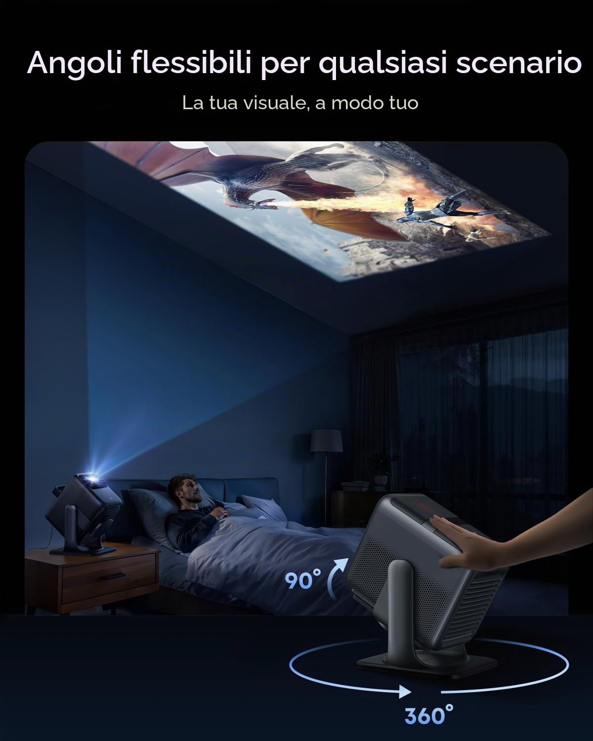 NEBULA Supporto cardanico proiettori, rotazione a 360°, regolabile e facile da installare, proietta sul soffitto, compatibile con X1, Cosmos 4K SE, Cosmos Laser 4K, per giardino e camera da letto