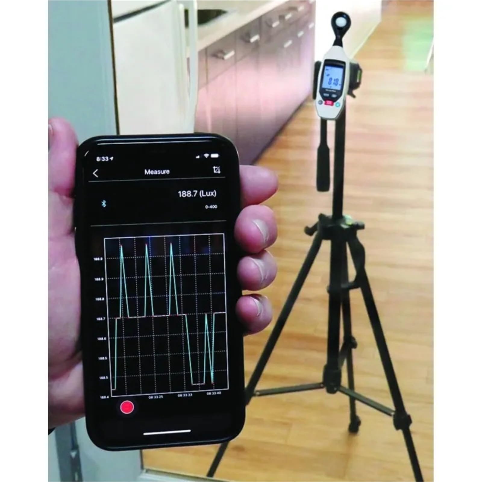 Medidor Decibelios, Medidor científico de decibelios con Bluetooth, medidor de nivel de sonido de 35 a 130 dB, medidor de presión sonora (SPL) ponderado por aire acondicionado, rango dual, máx./mín.
