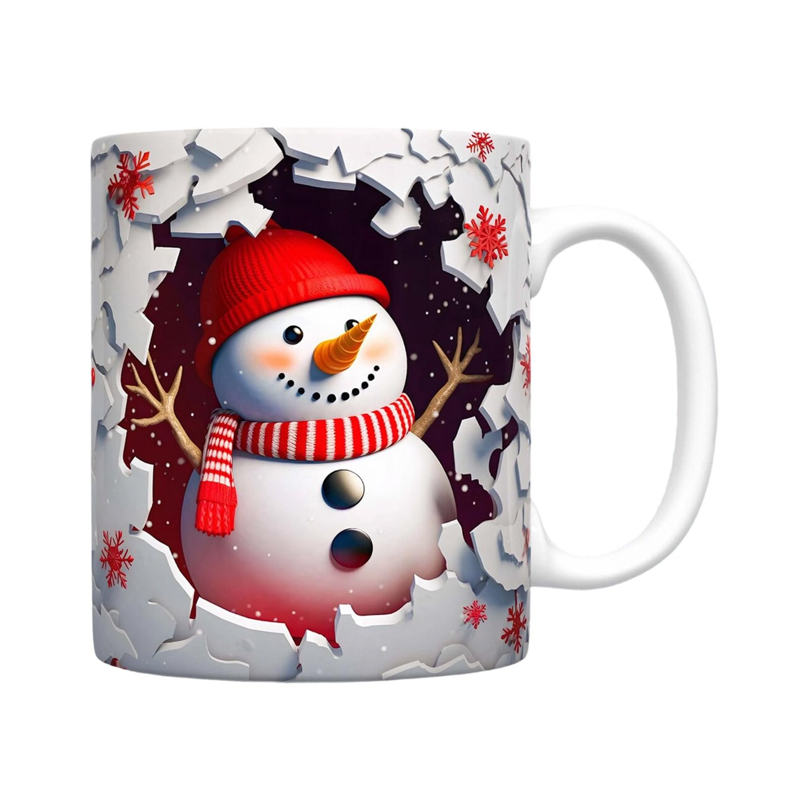 Carotoe Snowman 03 Christmas Snowman Ceramic Cup 350Ml Capacity Sturdy Ceramic Materials Ideal For Hot Chocolates Milk Festival Snowman Design Mugs