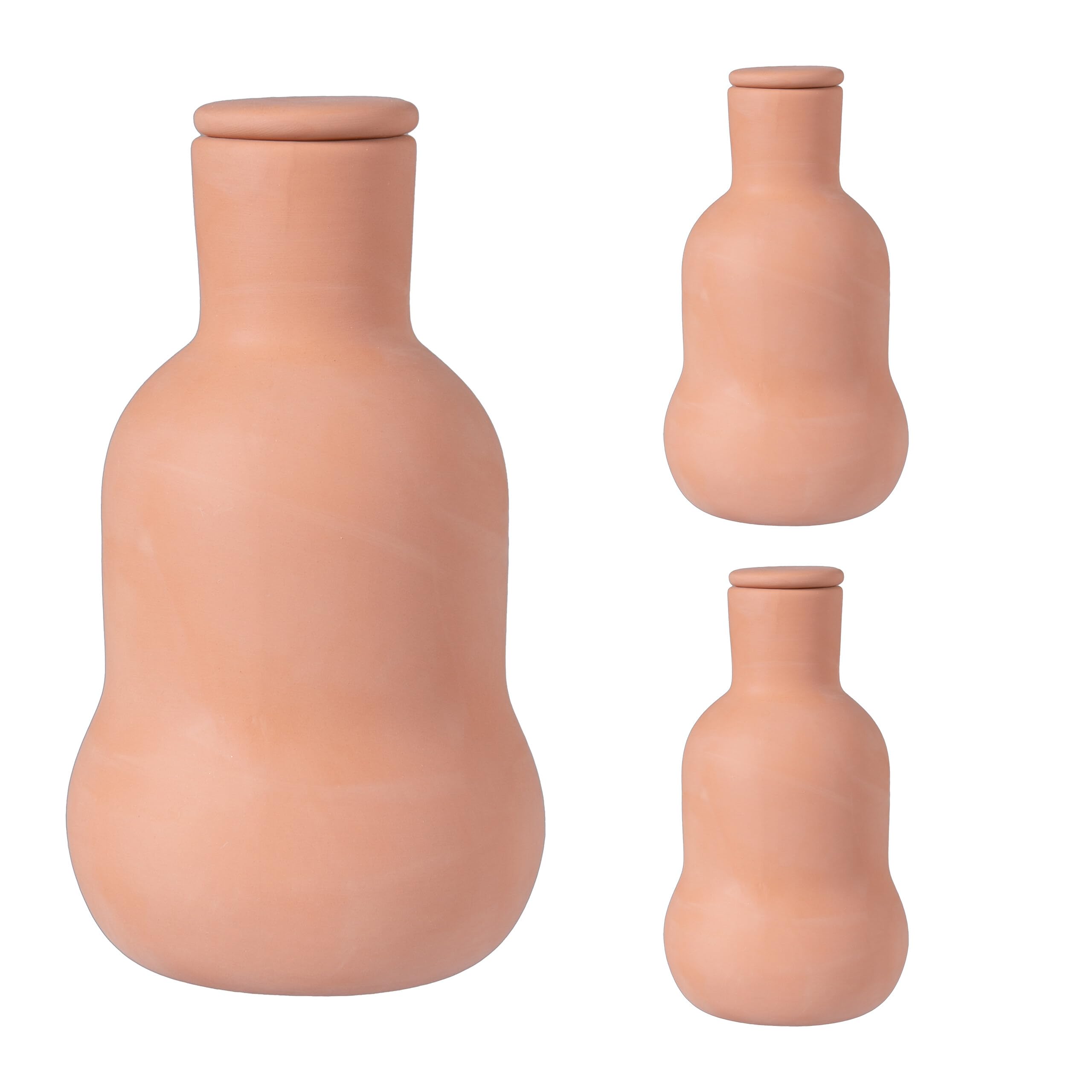 Relaxdays Clay Root-Zone Watering Set of 3, 500ml, Raised Beds & Greenhouse, Less Water Loss, Terracotta, 16x9x9 cm