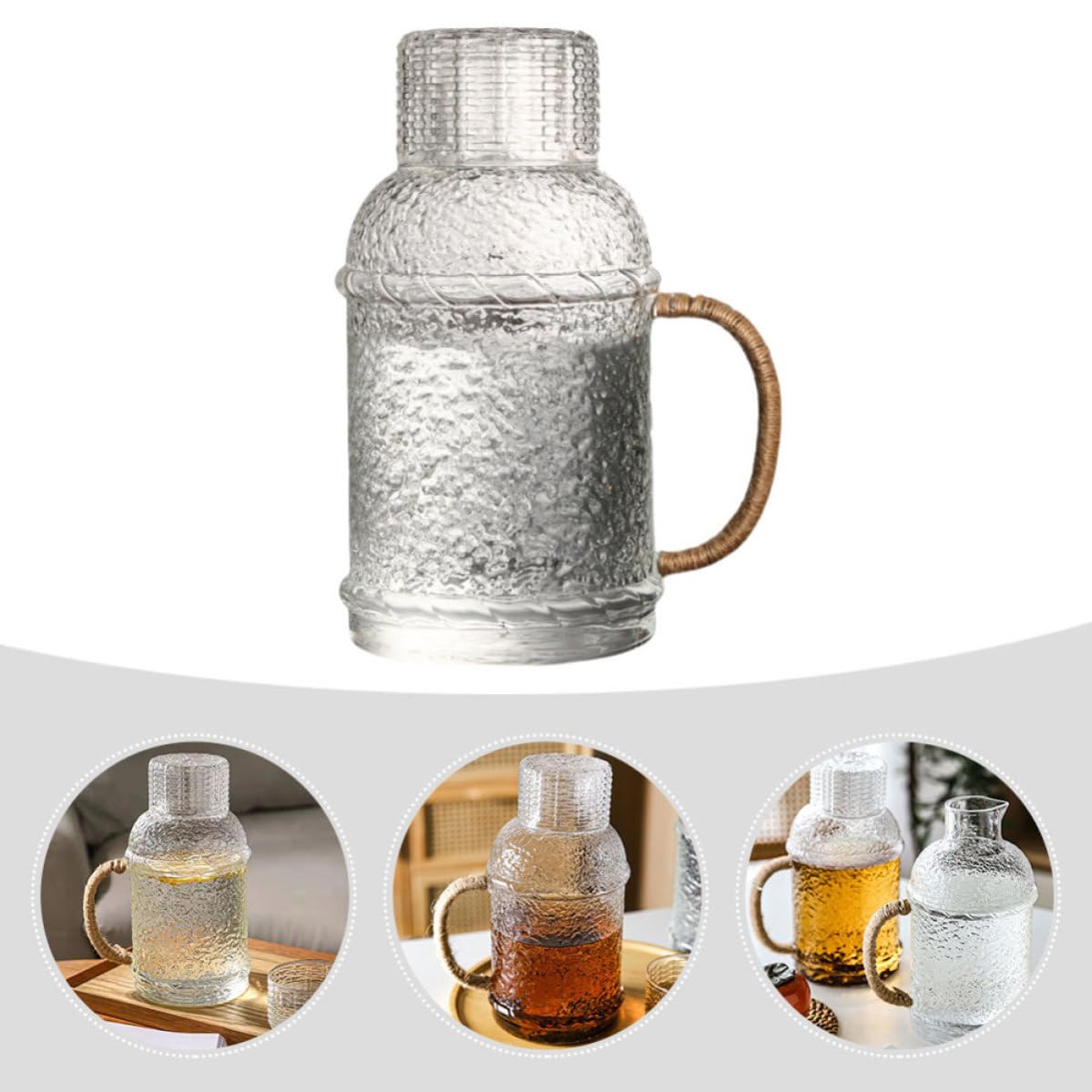 Jarra Diseño de Altas a Vidrio Temperaturas Agua Resistente Capacidad de 2l y Fácil de Verter y Resistente a Roturas para Fiestas Hogar
