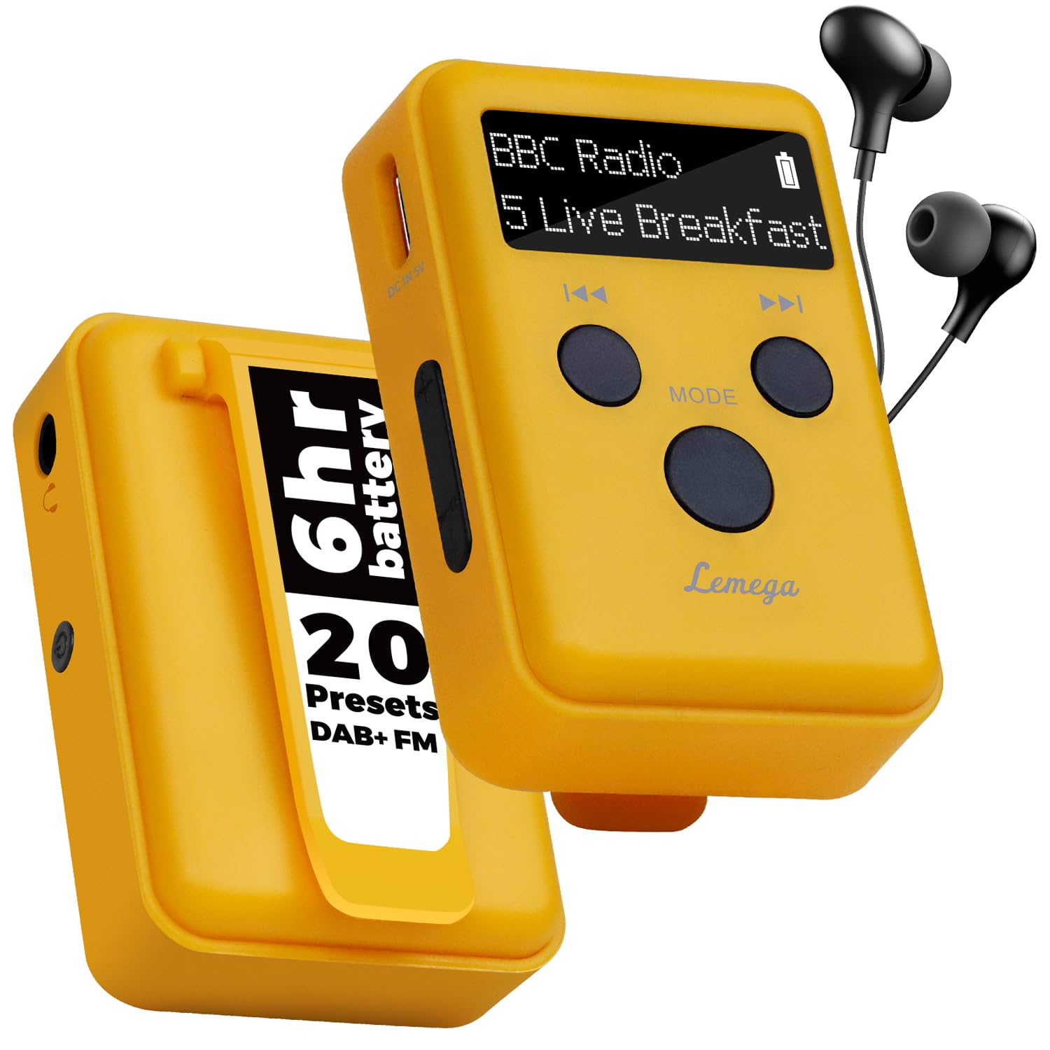 mini radio dab portatile con cuffie e batteria rechargeabile