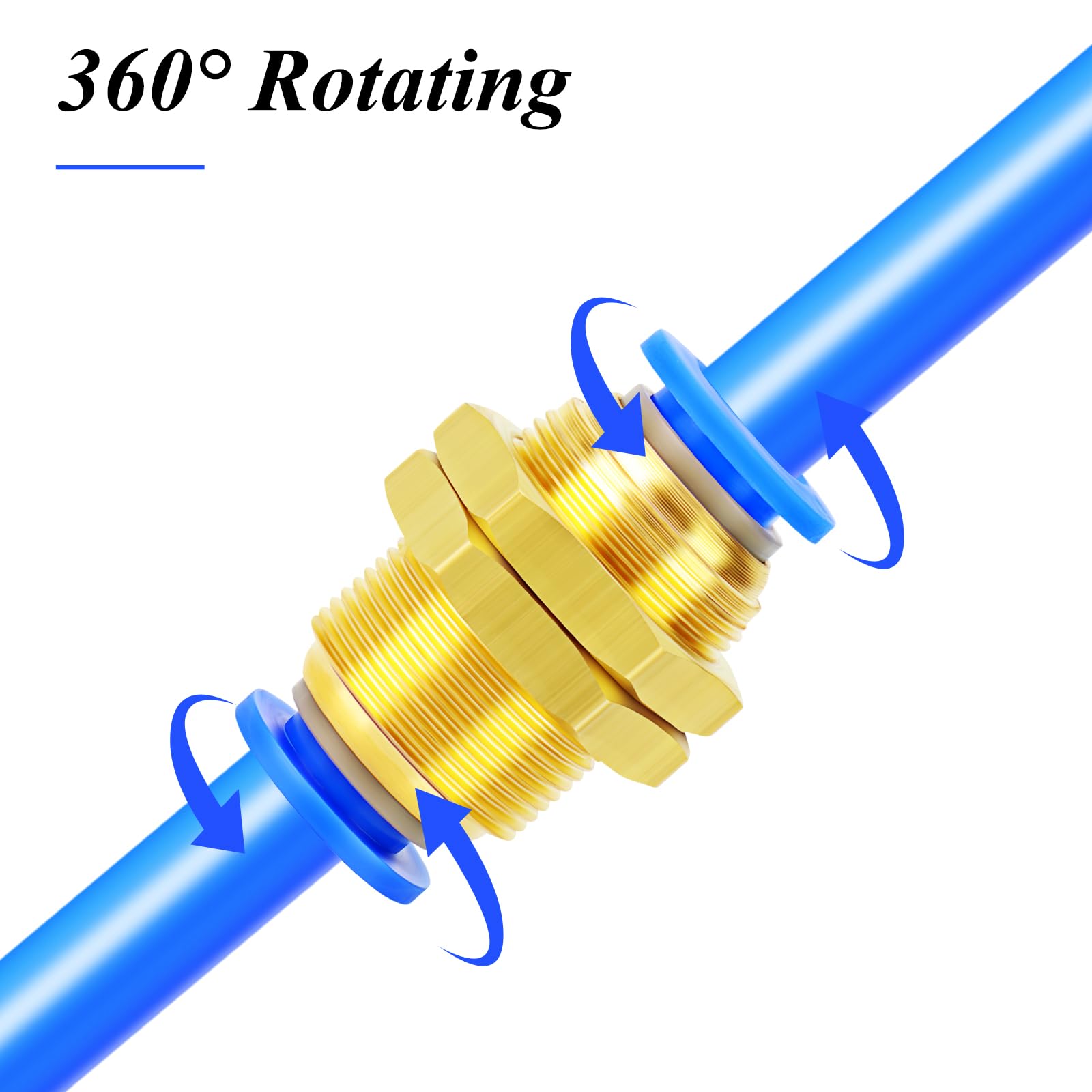 5 Raccords Pneumatiques Rapides 8mm OD En Laiton – Manchon Passe Plat Pour Tuyaux PU/PA, Connexion Pivotante 360°