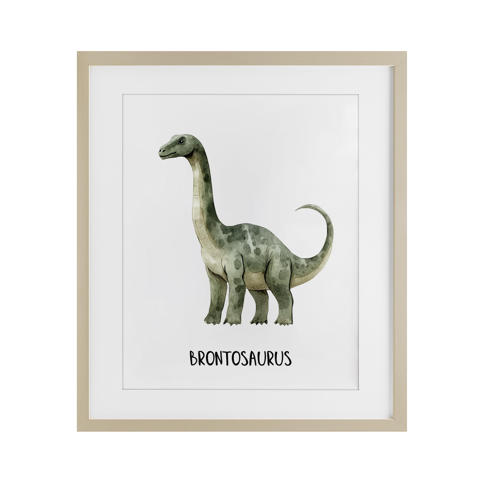 Affiche Meet The Brontosaurus White sous verre, cadeau design original par Christine Simpson