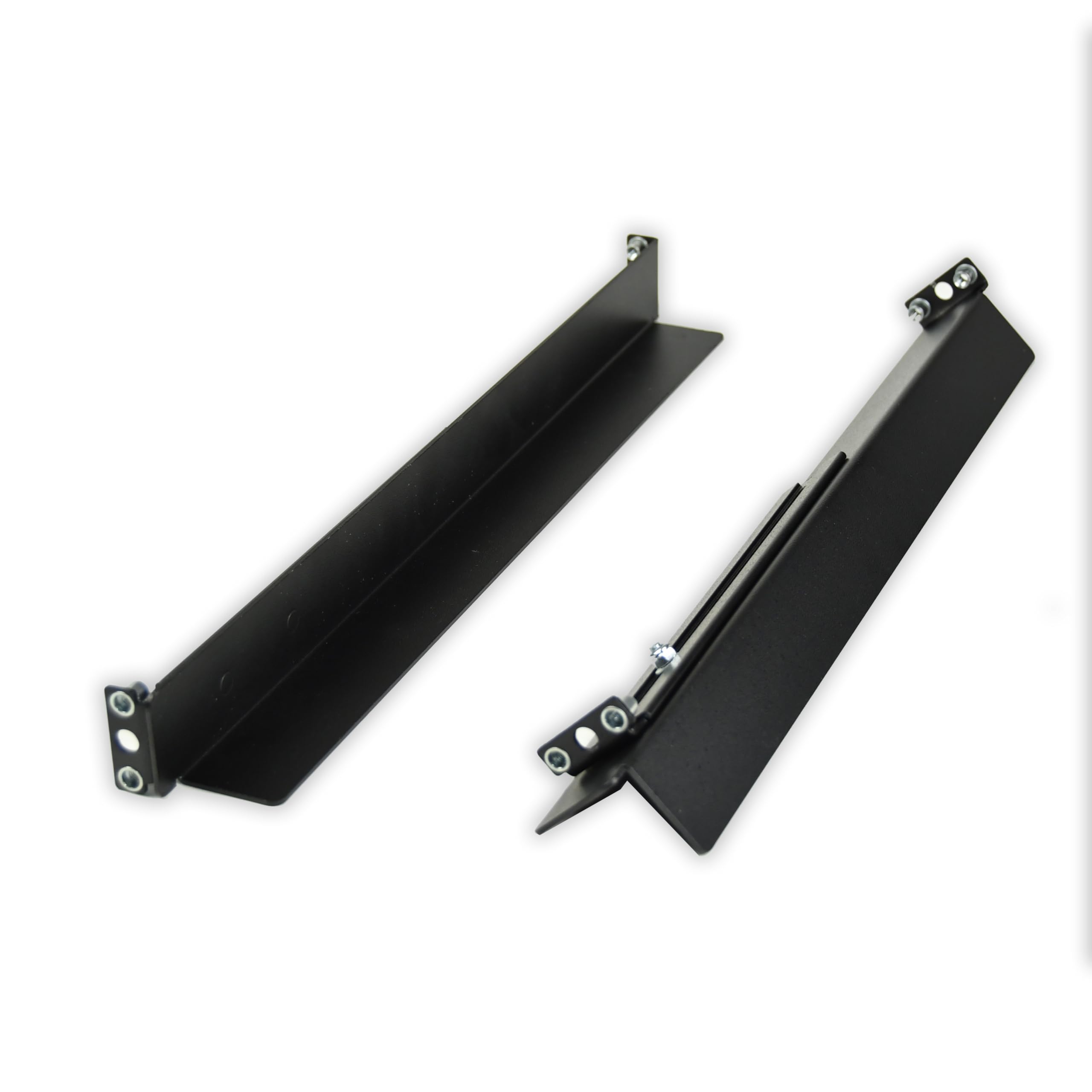 Cobox kit de 2 équerres pour Rack 1U, 19" - Profondeur Réglable : Min. 490mm - Max. 630mm. Kit de 2 Rails en « L » pour Baie et Coffret Informatique 19 Pouces 1U, Ajustable. Couleur Noir