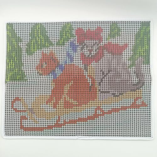 Image of Howie's Latch Hook Kits for Adults, DIYCats-Ski Latch Hook Kit Rug Crochet Yarn, Color Preprinted Pattern Embroidery Decoration(Cats-Ski, 19.69 x 14.96 inch)