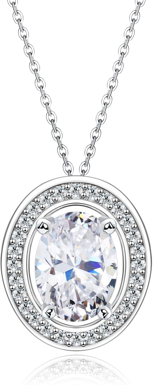 Sterling Silver Coin Pendant Necklace for Women Hypoallergenic Cubic Zirconia Adjustable Charm Elegant Round Necklace Jewelry Gifts