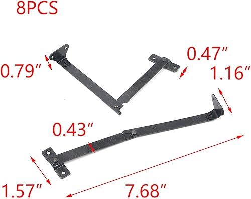 Miniatura 2 de T Tulead Bisagras de soporte plegable de hierro, soporte de gabinete, bisagras de tapa de pecho, bisagra de soporte, paquete de 8 con tornillos de